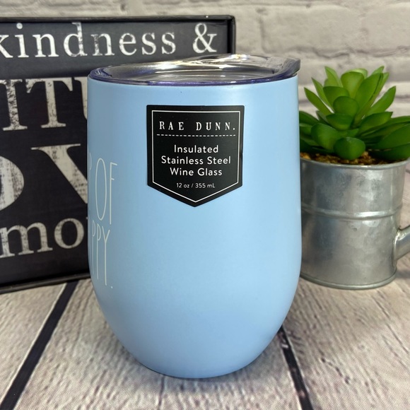 RAE DUNN BPA Free Double Walled SS Wine Glass With Lid-NEW - Picture 3 of 5